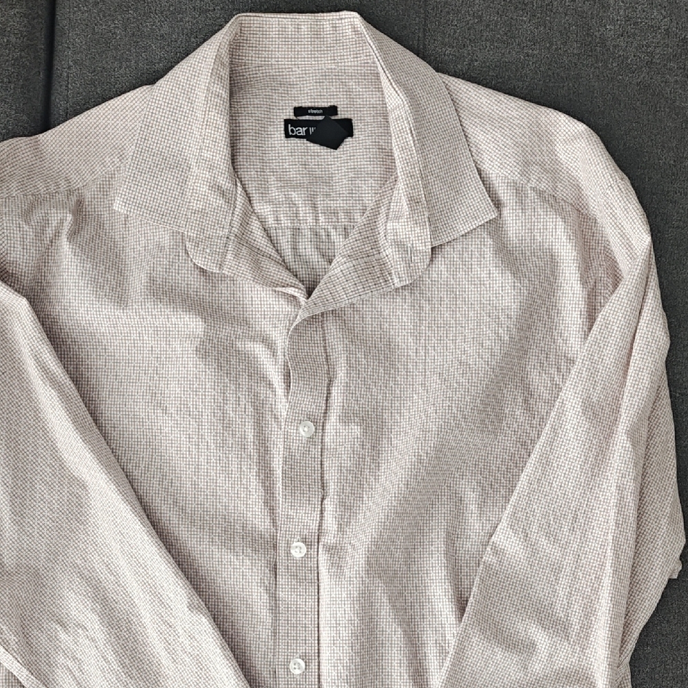 Bar III Men's Beige Patterned Dress Shirt